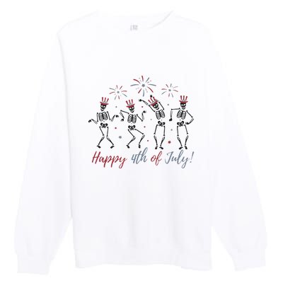 Dancing Skeleton Happy 4th Of July Premium Crewneck Sweatshirt