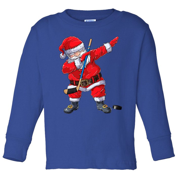 Dabbing Santa Hockey Christmas Xmas Gift Gift Toddler Long Sleeve Shirt