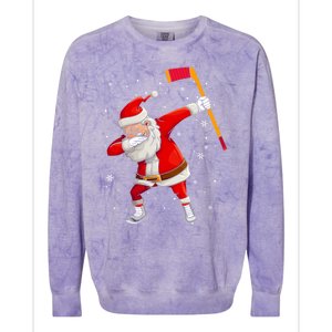 Dabbing Santa Hockey Funny Dab Claus Christmas Sports Lover Gift Colorblast Crewneck Sweatshirt