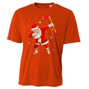 Dabbing Santa Hockey Funny Dab Claus Christmas Sports Lover Gift Cooling Performance Crew T-Shirt