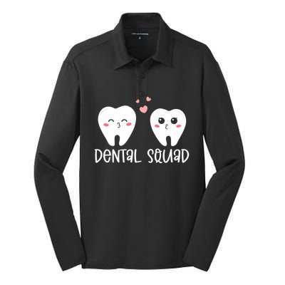 Dental Squad Happy Valentines Day Dental Life Cute Teeth Gift Silk Touch Performance Long Sleeve Polo