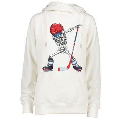 Dabbing Skeleton Hockey Halloween Costume Gift Boy Womens Funnel Neck Pullover Hood