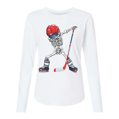 Dabbing Skeleton Hockey Halloween Costume Gift Boy Womens Cotton Relaxed Long Sleeve T-Shirt