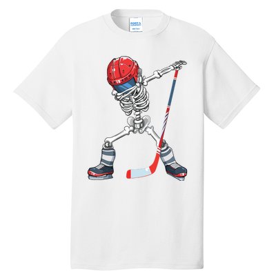 Dabbing Skeleton Hockey Halloween Costume Gift Boy Tall T-Shirt