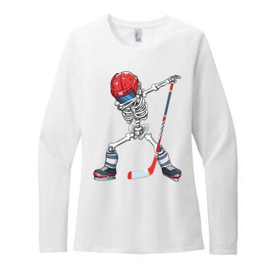 Dabbing Skeleton Hockey Halloween Costume Gift Boy Womens CVC Long Sleeve Shirt