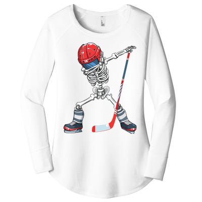 Dabbing Skeleton Hockey Halloween Costume Gift Boy Women's Perfect Tri Tunic Long Sleeve Shirt