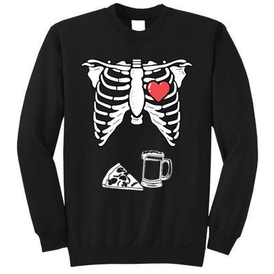 Dad Skeleton Halloween Beer Pizza Funny Pregnancy Couple Sweatshirt