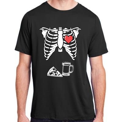 Dad Skeleton Halloween Beer Pizza Funny Pregnancy Couple Adult ChromaSoft Performance T-Shirt