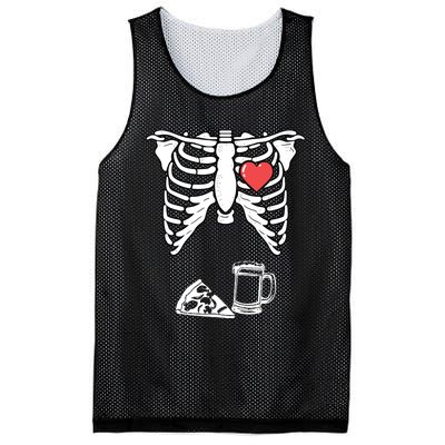 Dad Skeleton Halloween Beer Pizza Funny Pregnancy Couple Mesh Reversible Basketball Jersey Tank