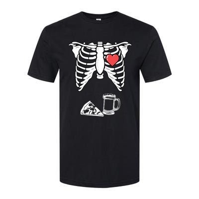 Dad Skeleton Halloween Beer Pizza Funny Pregnancy Couple Softstyle CVC T-Shirt