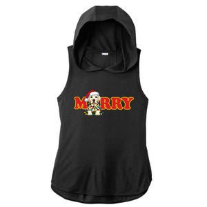 Dog Santa Hat Merry Christmas Puppy Lover Xmas Holiday Great Gift Ladies PosiCharge Tri-Blend Wicking Draft Hoodie Tank