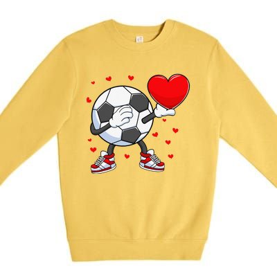 Dabbing Soccer Heart Valentine's Day Football Player Gift Premium Crewneck Sweatshirt