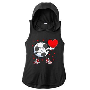 Dabbing Soccer Heart Valentine's Day Football Player Gift Ladies PosiCharge Tri-Blend Wicking Draft Hoodie Tank