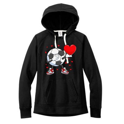 Dabbing Soccer Heart Valentine's Day Football Player Gift Women's Fleece Hoodie