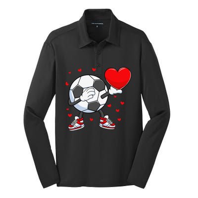 Dabbing Soccer Heart Valentine's Day Football Player Gift Silk Touch Performance Long Sleeve Polo