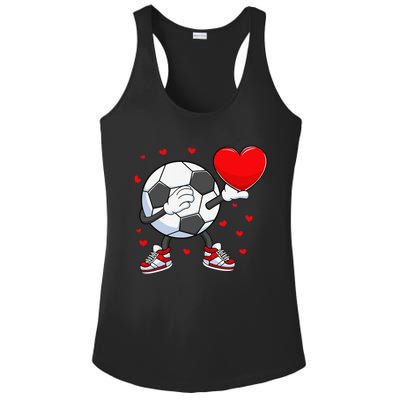 Dabbing Soccer Heart Valentine's Day Football Player Gift Ladies PosiCharge Competitor Racerback Tank