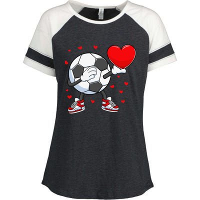 Dabbing Soccer Heart Valentine's Day Football Player Gift Enza Ladies Jersey Colorblock Tee