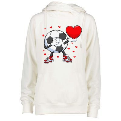 Dabbing Soccer Heart Valentine's Day Football Player Gift Womens Funnel Neck Pullover Hood