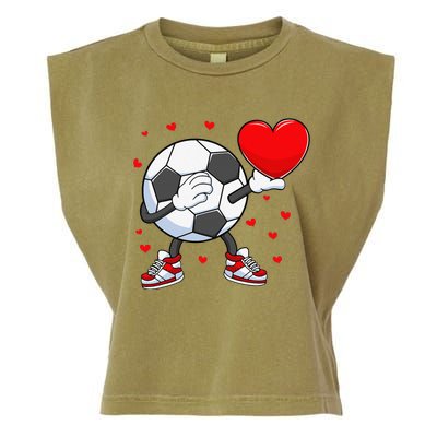 Dabbing Soccer Heart Valentine's Day Football Player Gift Garment-Dyed Women's Muscle Tee