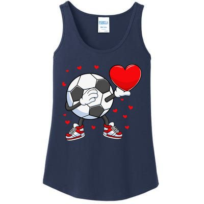 Dabbing Soccer Heart Valentine's Day Football Player Gift Ladies Essential Tank