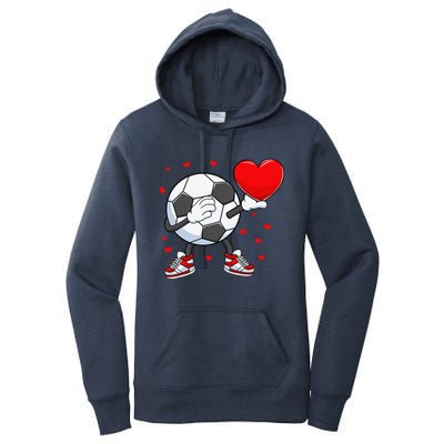 Dabbing Soccer Heart Valentine's Day Football Player Gift Women's Pullover Hoodie