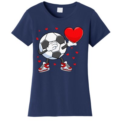 Dabbing Soccer Heart Valentine's Day Football Player Gift Women's T-Shirt