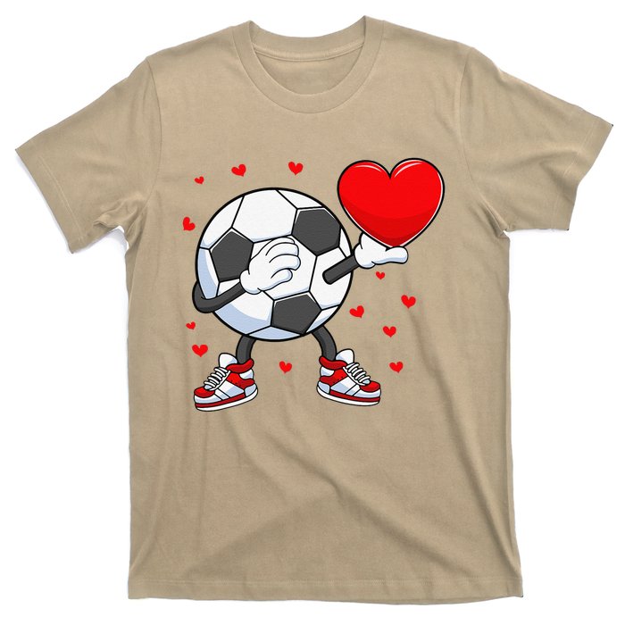 Dabbing Soccer Heart Valentine's Day Football Player Gift T-Shirt