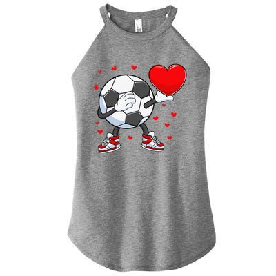 Dabbing Soccer Heart Valentine's Day Football Player Gift Women's Perfect Tri Rocker Tank