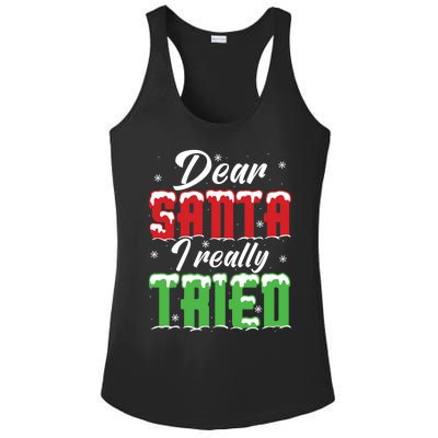 Dear Santa I Really Tried Gift Ladies PosiCharge Competitor Racerback Tank