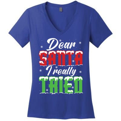 Dear Santa I Really Tried Gift Women's V-Neck T-Shirt