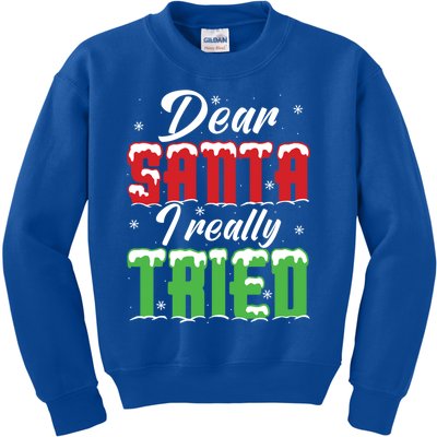 Dear Santa I Really Tried Gift Kids Sweatshirt