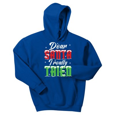 Dear Santa I Really Tried Gift Kids Hoodie