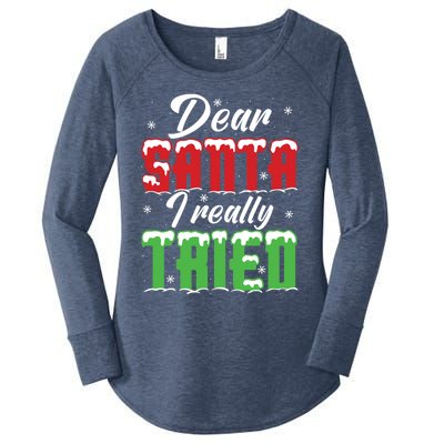 Dear Santa I Really Tried Gift Women's Perfect Tri Tunic Long Sleeve Shirt