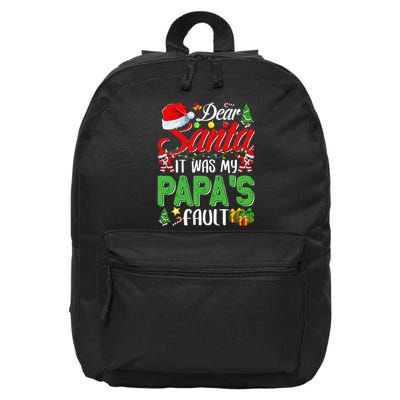 Dear Santa It Was My Papas Fault Christmas 16 in Basic Backpack