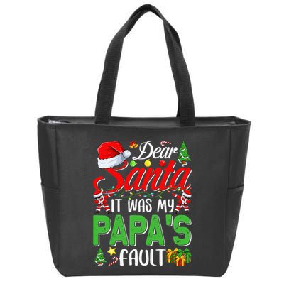 Dear Santa It Was My Papas Fault Christmas Zip Tote Bag