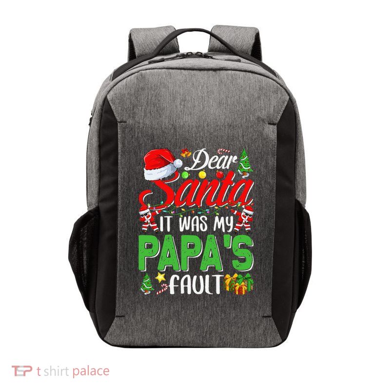 Dear Santa It Was My Papas Fault Christmas Vector Backpack