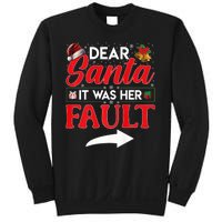 Dear Santa It Was Her Fault Funny Christmas Couples Sweatshirt