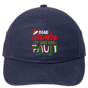 Dear Santa It Was Her Fault Matching Couples Christmas Gift 7-Panel Snapback Hat