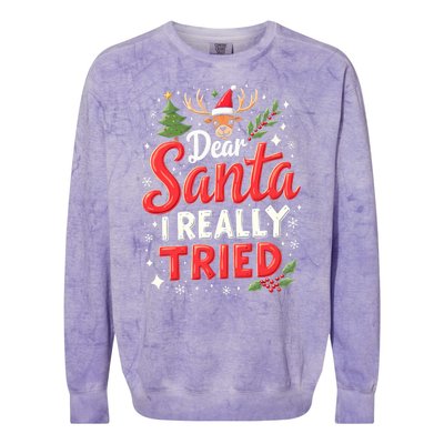 Dear Santa I Really Tried Christmas Family Matching Pyjama Colorblast Crewneck Sweatshirt