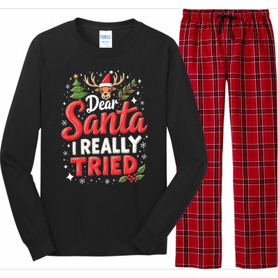 Dear Santa I Really Tried Christmas Family Matching Pyjama Long Sleeve Pajama Set