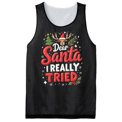 Dear Santa I Really Tried Christmas Family Matching Pyjama Mesh Reversible Basketball Jersey Tank