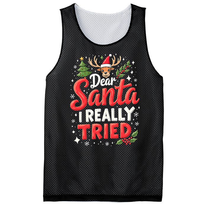 Dear Santa I Really Tried Christmas Family Matching Pyjama Mesh Reversible Basketball Jersey Tank