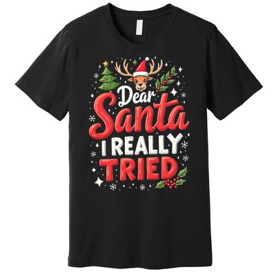 Dear Santa I Really Tried Christmas Family Matching Pyjama Premium T-Shirt