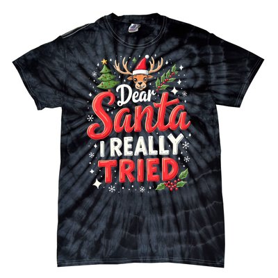 Dear Santa I Really Tried Christmas Family Matching Pyjama Tie-Dye T-Shirt