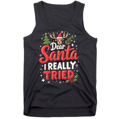 Dear Santa I Really Tried Christmas Family Matching Pyjama Tank Top