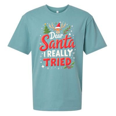 Dear Santa I Really Tried Christmas Family Matching Pyjama Sueded Cloud Jersey T-Shirt