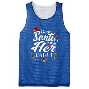 Dear Santa It Was Her Fault Gift Mesh Reversible Basketball Jersey Tank