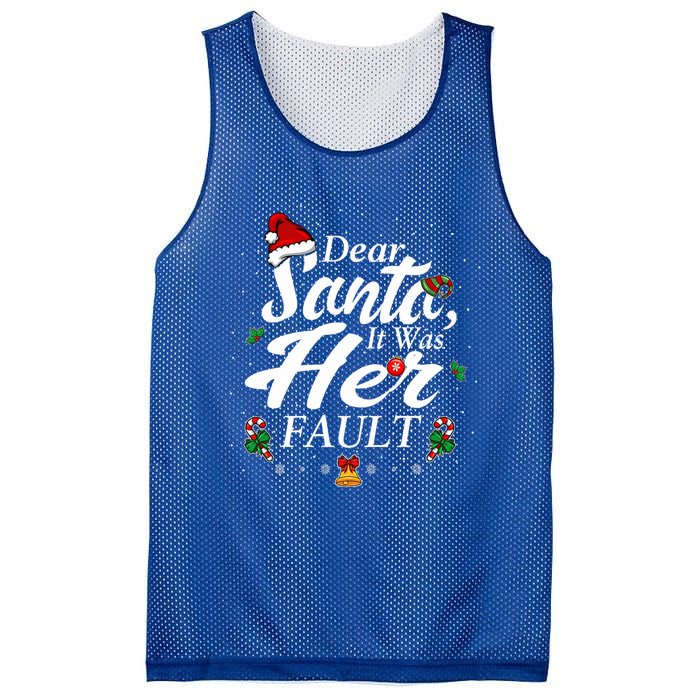 Dear Santa It Was Her Fault Gift Mesh Reversible Basketball Jersey Tank