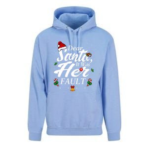 Dear Santa It Was Her Fault Gift Unisex Surf Hoodie