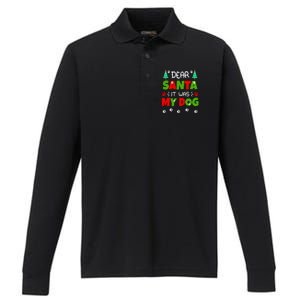 Dear Santa It Was My Dog Funny Naughty Xmas Performance Long Sleeve Polo